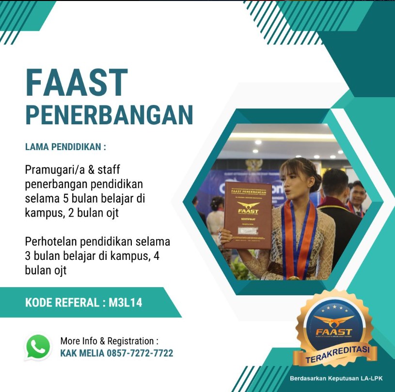 berapa lama sekolah pramugari faast penerbangan